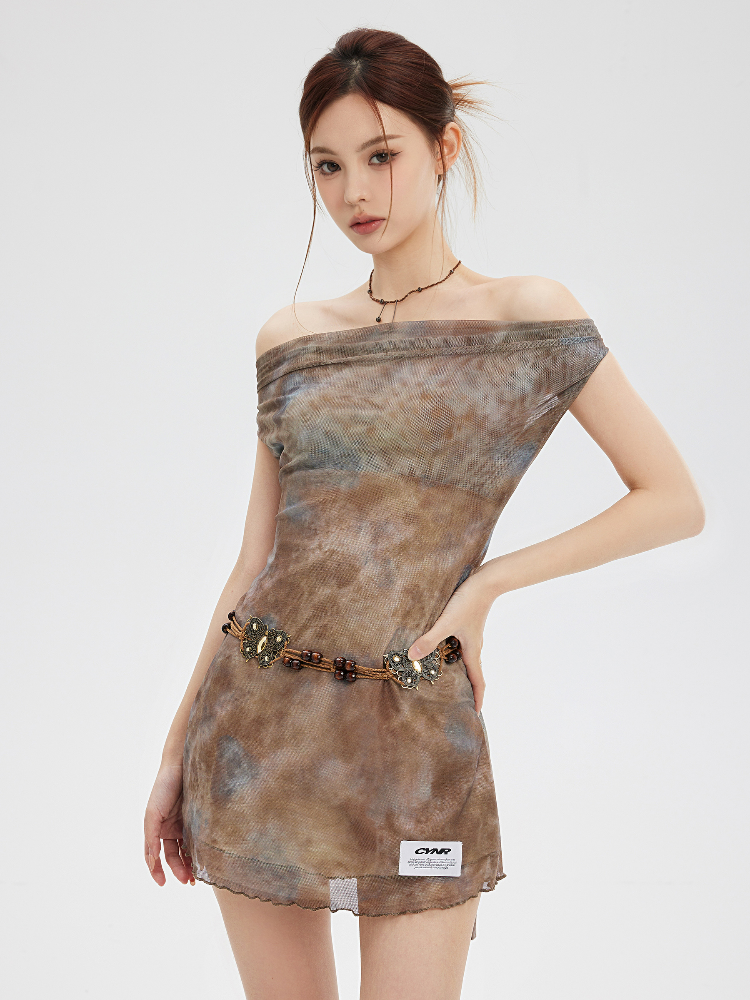 Abstract Mesh Mini Dress