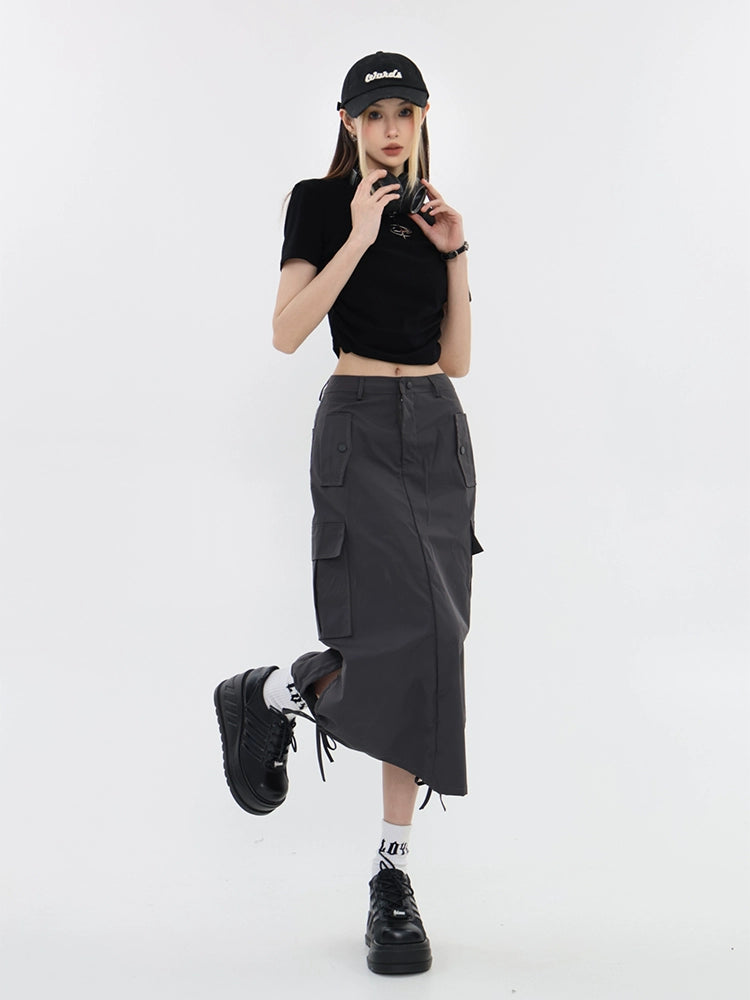 Bow-Tie Midi Cargo Skirt