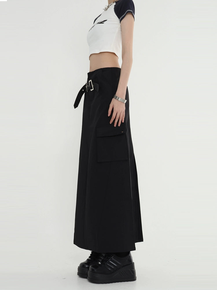 Double Buckle Midi Skirt