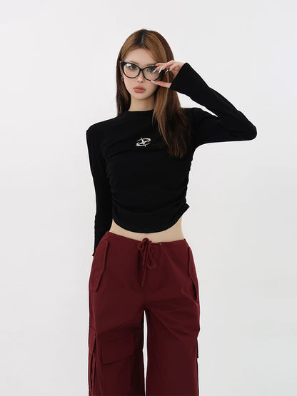 Curved Hem Cropped Long Sleeve