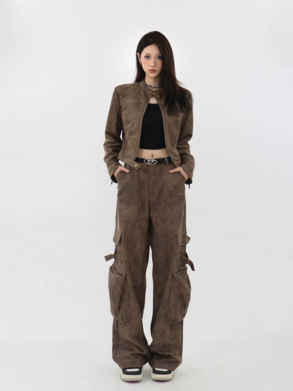 Retro Faux Leather Pants