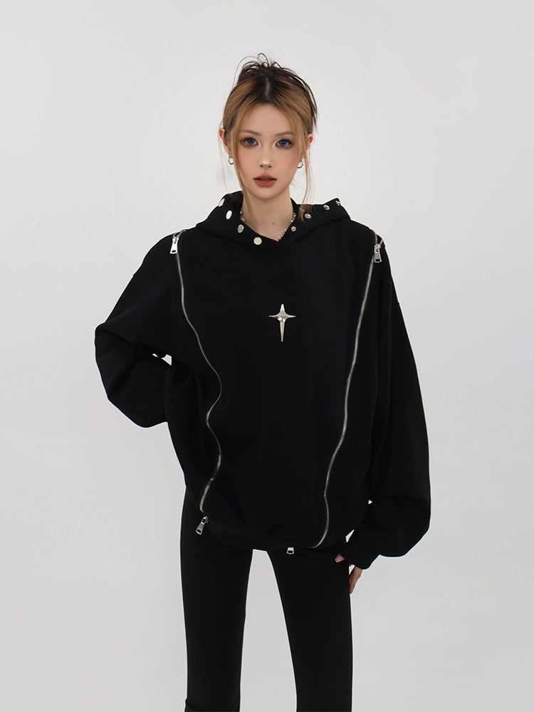 Star Spike Double Zip Hoodie