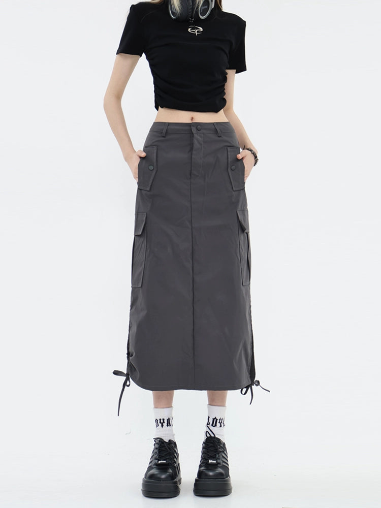 Bow-Tie Midi Cargo Skirt