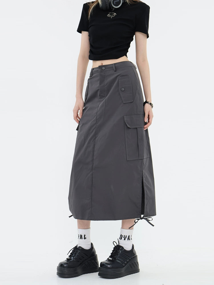 Bow-Tie Midi Cargo Skirt