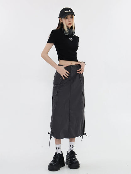 Bow-Tie Midi Cargo Skirt