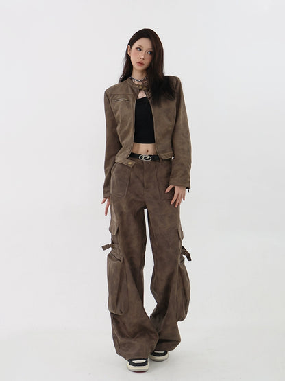 Retro Faux Leather Pants