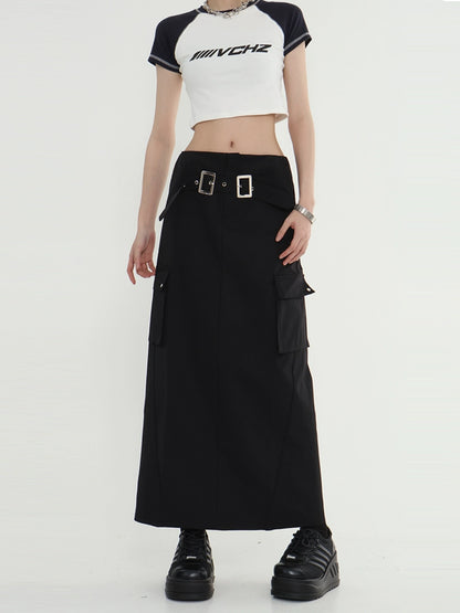 Double Buckle Midi Skirt