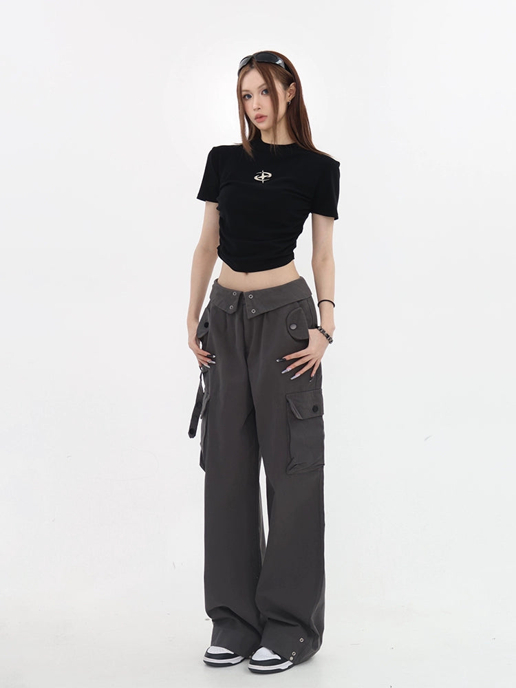 High Rise Fold-Over Trousers