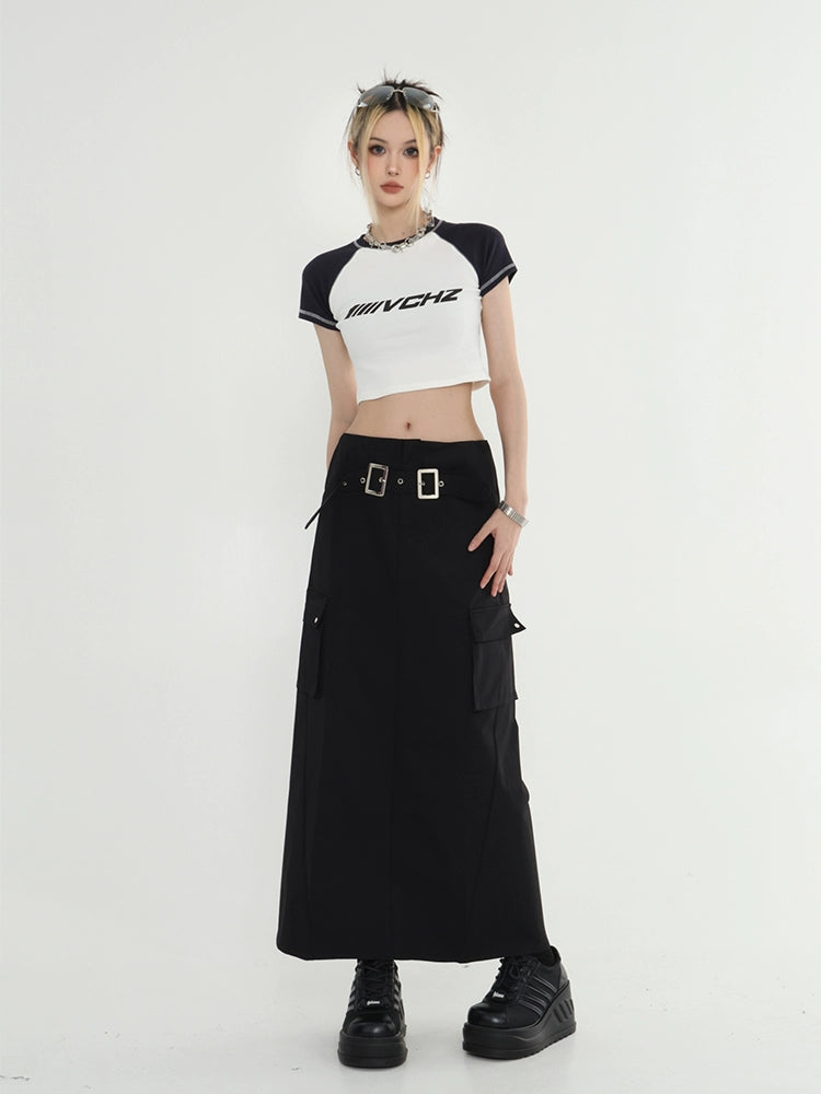 Double Buckle Midi Skirt